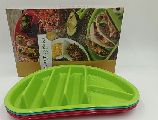Duurzame vaatwasser veilig BPA-vrij Microwave Taco Plastic Platen voor terug naar school
