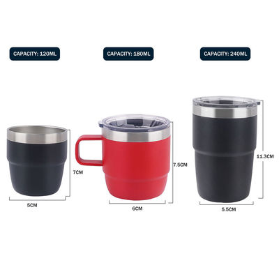 Duurzame keramische bekleding Espresso bekers 6oz Double Wall 304 roestvrij staal koffiebeker