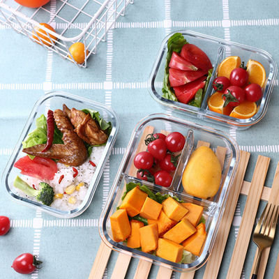 Grote luchtdichte glazen maaltijdvoorbereidingscontainers Microwave Safe Glass Lunch Box met deksel