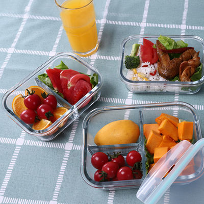 Grote luchtdichte glazen maaltijdvoorbereidingscontainers Microwave Safe Glass Lunch Box met deksel
