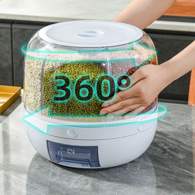 Keuken vochtbestendige 6-grid roterende voedselgraan dispenser met aangepaste logo rijstdoos
