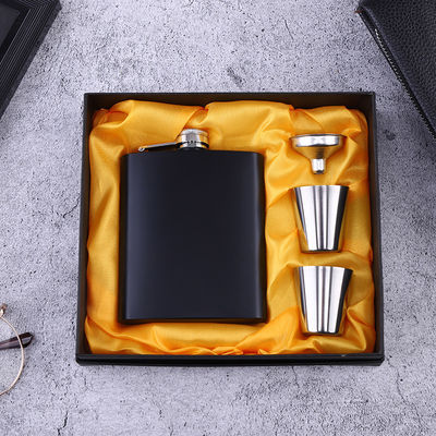 304 roestvrij staal Hip Flask Set voor alcohol Matte Zwart Capaciteit 1 oz 2 oz 3 oz 4 oz 5 oz
