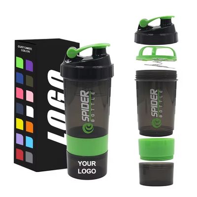 Leakproof 16oz Fitness GYM Sport Protein Mixes Shaker Fles met twee extra compartimenten