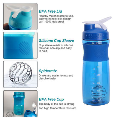 Roestvrijstalen bal Draagbare BPA-vrije fitnessruimte Plastic Protein Shaker Fles voor sporten