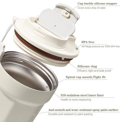 Roestvrij staal moderne auto koffiebeker met vacuümisolatie perfect onderweg