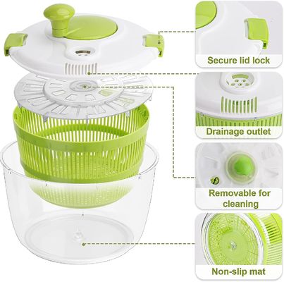 Comfortabele handvat 5L grote slaat spinner droger met aangepast logo aanvaardbaar