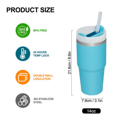 Thermische isolatie 14oz kinderbeker met stro BPA gratis dubbele wand roestvrij staal tumbler