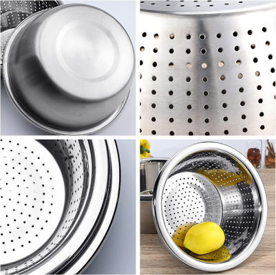 Gepersonaliseerd logo Versatile keukenzeepje 304 roestvrij staal Microporeuze Colander Rijst wasbak Set 550g