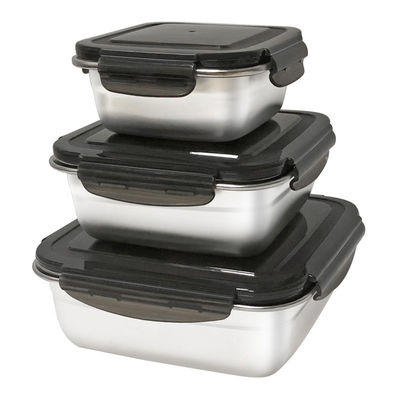 Rectangular 400/750/1200ml roestvrij staal Bento Lunch Box Set met vergrendeling deksels en duurzaam