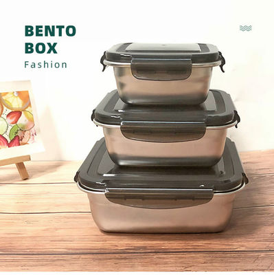 Rectangular 400/750/1200ml roestvrij staal Bento Lunch Box Set met vergrendeling deksels en duurzaam