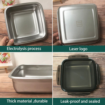 Rectangular 400/750/1200ml roestvrij staal Bento Lunch Box Set met vergrendeling deksels en duurzaam