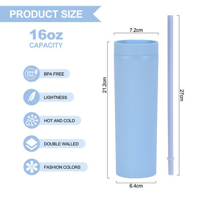 186g aangepaste acryl pastell gekleurde tumblers 16oz herbruikbare plastic bekers met stro