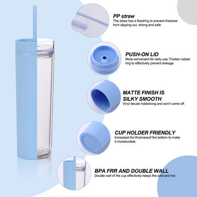 186g aangepaste acryl pastell gekleurde tumblers 16oz herbruikbare plastic bekers met stro