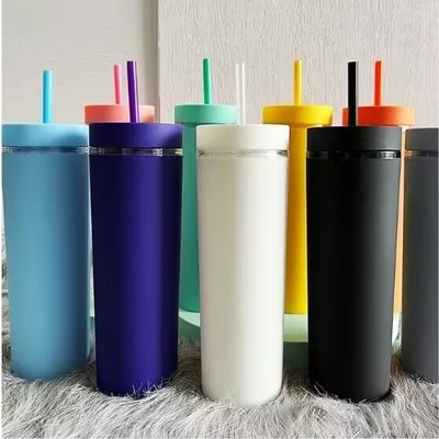 186g aangepaste acryl pastell gekleurde tumblers 16oz herbruikbare plastic bekers met stro