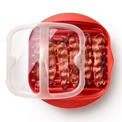 28*25*5cm Custom Food Grade PP Material Bacon Microwave Cooker Met Deksel Aanvaard Custom Logo