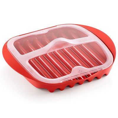 28*25*5cm Custom Food Grade PP Material Bacon Microwave Cooker Met Deksel Aanvaard Custom Logo