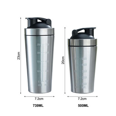 739 ml / 500 ml capaciteit Persoonlijke kleur roestvrijstalen eiwitshaker fles voor fitness