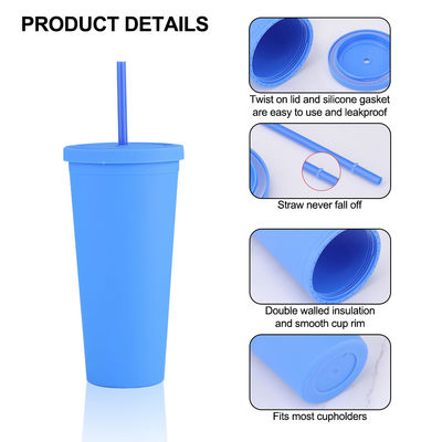 Amerikaanse stijl 710ml / 24oz herbruikbare BPA-vrije plastic tumblers met deksels en rietjes