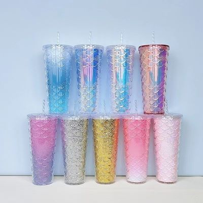 Waterstroommethode Creatieve stroembek Plastic Double Layer Flash Roze vis schaal bekers