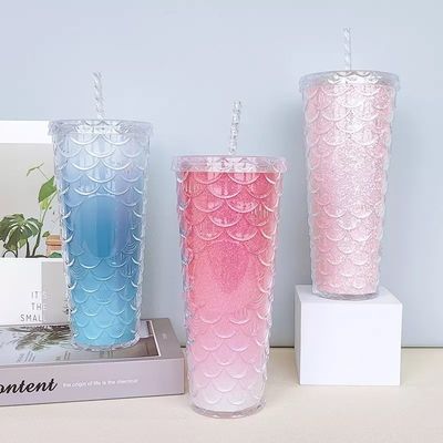 Waterstroommethode Creatieve stroembek Plastic Double Layer Flash Roze vis schaal bekers