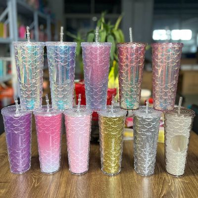 Waterstroommethode Creatieve stroembek Plastic Double Layer Flash Roze vis schaal bekers