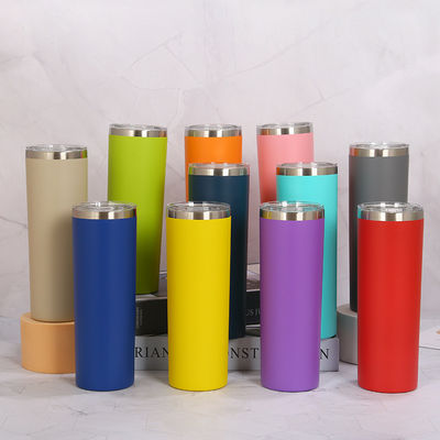 20OZ capaciteit roestvrij staal dunne tumbler met schuifdeksel en stro Top keuze