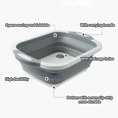 Custom Logo Dish Tub voor wassen en afvoeren Groenten Fruit Opvouwbare snijplank
