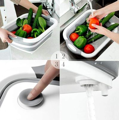 Custom Logo Dish Tub voor wassen en afvoeren Groenten Fruit Opvouwbare snijplank