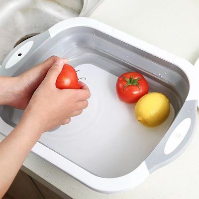 Custom Logo Dish Tub voor wassen en afvoeren Groenten Fruit Opvouwbare snijplank