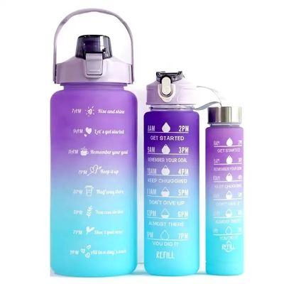 Unisex 3 in 1 Motivatie tijdmarker Grijze kleur Waterfles Set 2000ml 900ml 500ml