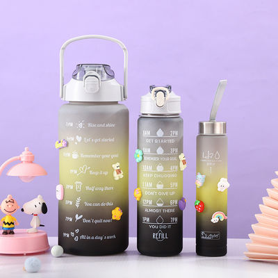 Unisex 3 in 1 Motivatie tijdmarker Grijze kleur Waterfles Set 2000ml 900ml 500ml