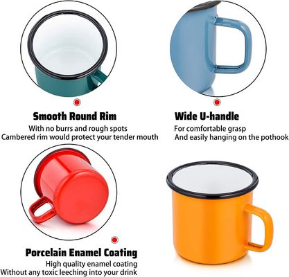 Custom Logo Emaille Camping Coffee Mug Europe Design Stijl met HANDGRIP Accessoires