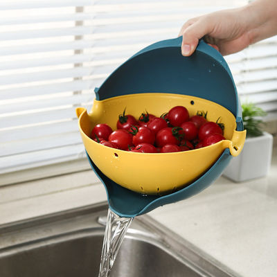 Veelzijdige schoonmaak 2-in-1 Plastic Colander Strainer Bowl Sets voor groenten en fruit