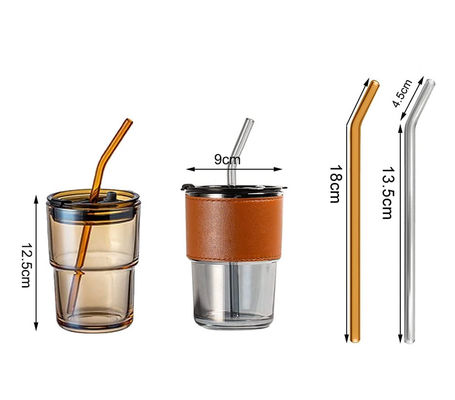 Duidelijke koffiemokjes met deksel en rietjes voor BPA-vrij lekvrije vintage glas tumbler