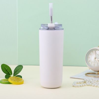7.6*19.7CM Draagbare roestvrijstalen koffiebeker met stro en deksels BPAvrij