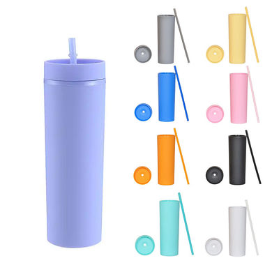 16oz capaciteit Custom Double Wall Tumblers met deksel en stro gemaakt van PP plastic