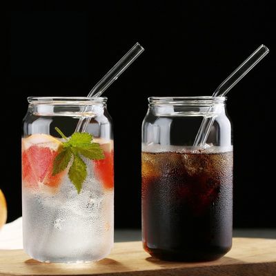 Keuken BPA-vrij borosilicaat glas waterfles met bamboe deksels en glazen stro
