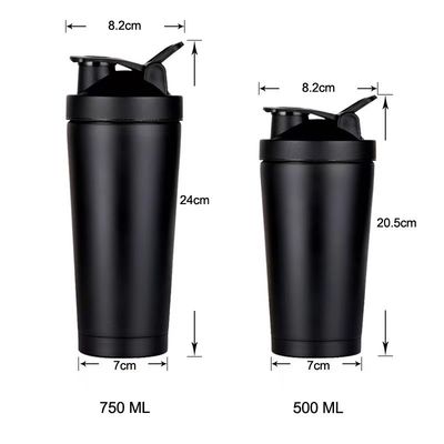 Gepersonaliseerd logo aanvaardbaar 500g BPA gratis Gym Geïsoleerde Shaker Fles met draagbaar ontwerp