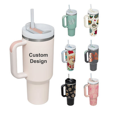 American Style Custom Pattern 40oz Tumbler met deksel handvat en stro roestvrij staal Vacuum Geïsoleerde Cup
