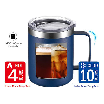 Op maat gemaakte, dubbelwandige, geïsoleerde vacuüm, roestvrij staal, koffiekoppen met handvat voor kamperen