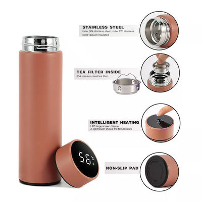 Op maat gemaakte intelligente digitale LED-waterfles Flask Thee-infuser Vacuüm geïsoleerde thermosfles met deksel