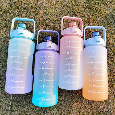 2L motivatie tijdmarker waterfles met stro en stickers