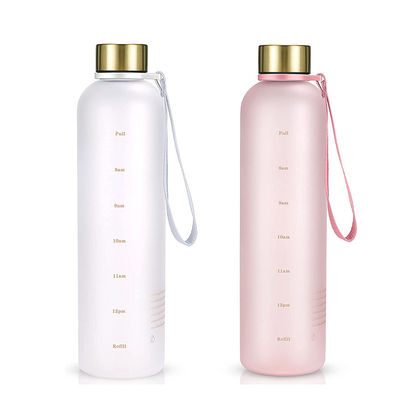 Motiverend waterflesje voor gymsport Tijdmarker Frosted Plastic Eco BPA Free