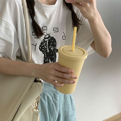 Herbruikbare kunststof AS PP Tumbler met stro en deksel Custom Logo Waterbeker voor Iced Coffee Travel Mug