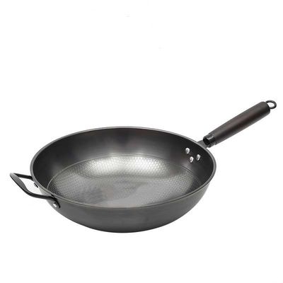 Minimalistische stijl non stick honingraat 34cm puur ijzer frituren Wok Duurzaam en duurzaam