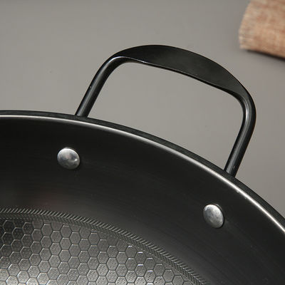 Minimalistische stijl non stick honingraat 34cm puur ijzer frituren Wok Duurzaam en duurzaam