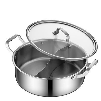 Chinese roestvrij staal 2 compartiment inductie kookplaat 26cm Hot Stock Potten met deksel