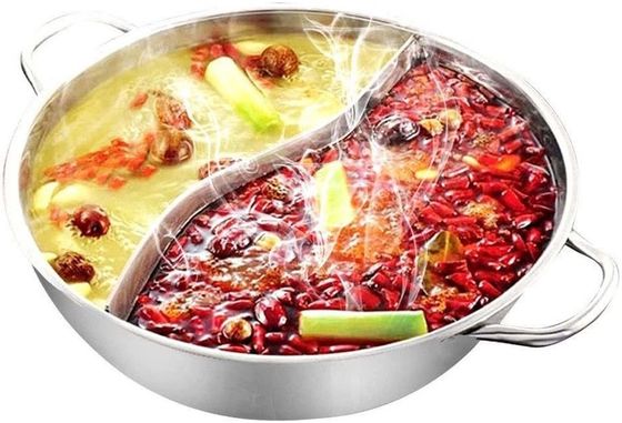 Chinese roestvrij staal 2 compartiment inductie kookplaat 26cm Hot Stock Potten met deksel