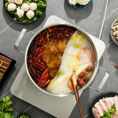 Chinese roestvrij staal 2 compartiment inductie kookplaat 26cm Hot Stock Potten met deksel