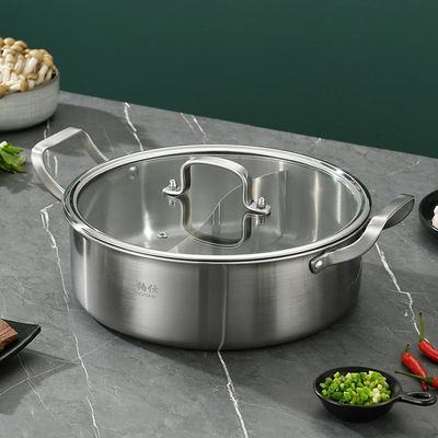 Chinese roestvrij staal 2 compartiment inductie kookplaat 26cm Hot Stock Potten met deksel